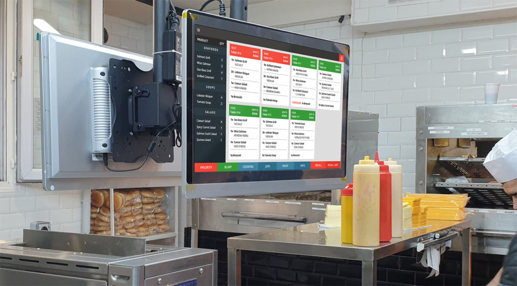 écran d'information cuisine-préparation de commande fast-food